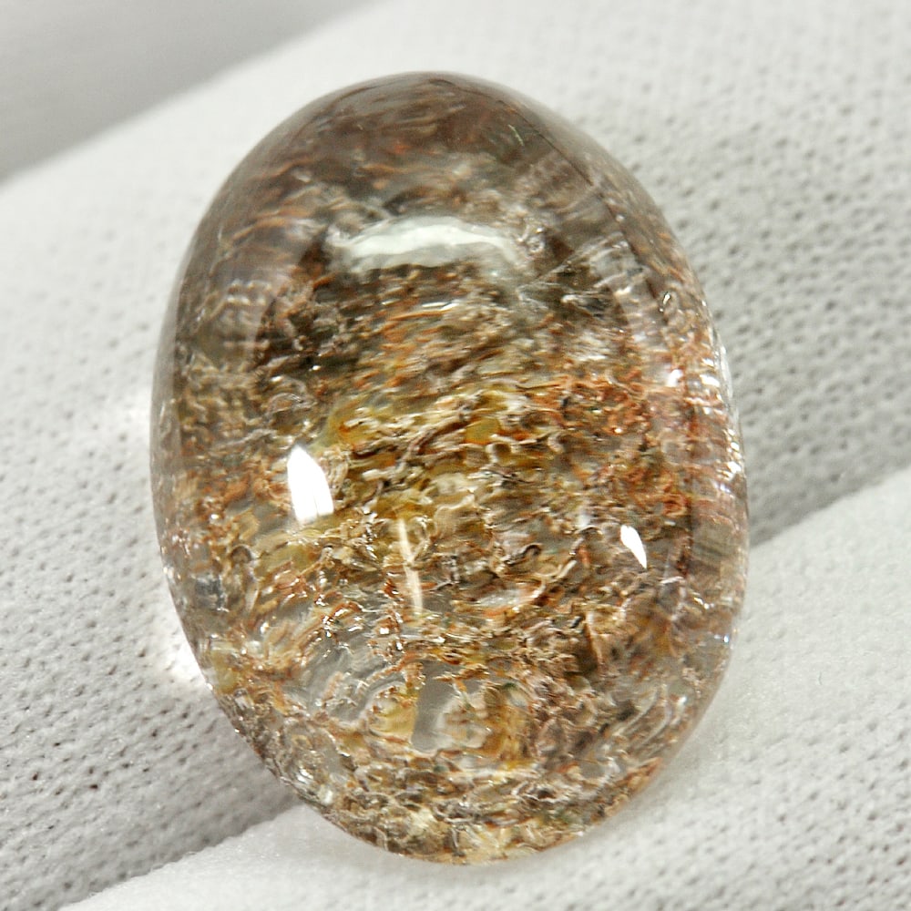 Natural Moss Quartz 20.93 Ct. Oval Cabochon 21 x 15.4 Mm. Gemstone From Thailand: Product ID: 805529553 Product Name: Natural Quartz Weight: 20.93 CT. Size: 21 x 15.4 x 9.3 MM. Shape: Oval Cabochon Color: White Clarity:Semi - Transparent Luster: Good Gems Origin: Thailand Treatment