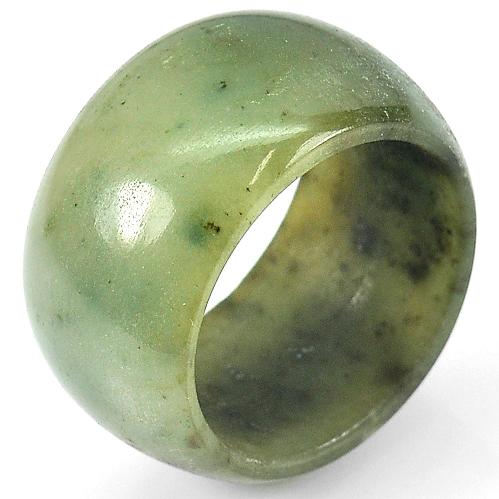 Natural Green Jade 37.93 Ct. Round Shape Ring Size 8.5 (1 of 3)
