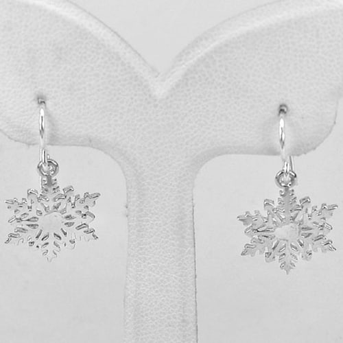 925 Sterling Silver Dangle Earrings Jewelry Snowflake Design 2.15 Grams (1 of 3)