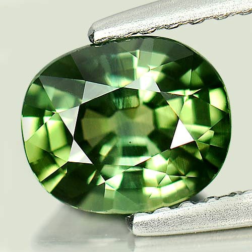 Natural Green Sapphire 1.38 Ct. Oval Shape 7.2 x 6.1 Mm. Gemstone From Thailand (1 of 3)