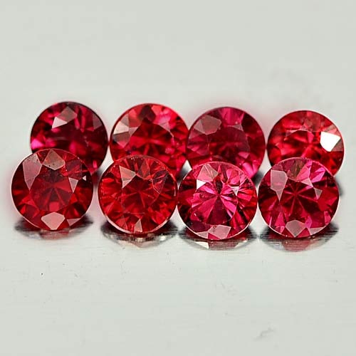 Natural Red Sapphire 1.30 Ct. 8 Pcs. VVS Round Diamond Cut 3.2 x 2.2 Mm. Gemstone From Tanzania (1 of 3)