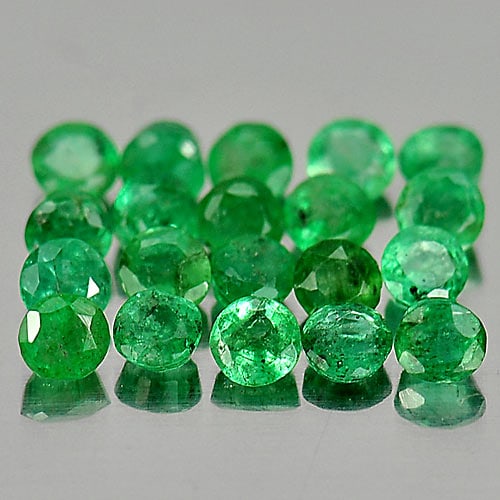 Natural Green Emerald 1.30 Ct. 20 Pcs. Round Shape 2.5 Mm. Gemstone From Columbia (1 of 3)