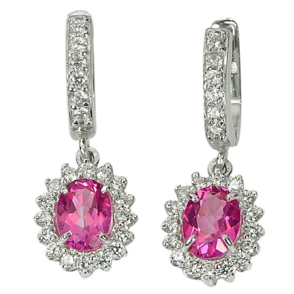 Natural Pink Topaz 925 Sterling Silver Jewelry Earrings 5.45 Grams (1 of 3)