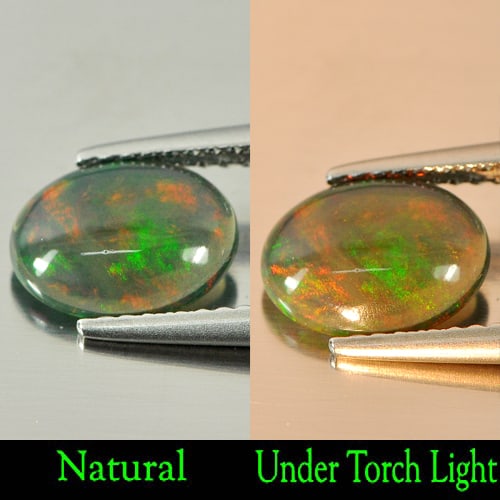 Natural Fire Red Black Opal 0.76 Ct. Oval Cabochon Shape 9.1 x 7 Mm. Gemstone (1 of 3)