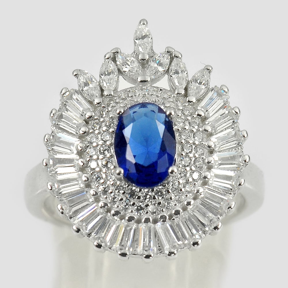 925 Sterling Silver Jewelry 5.11 Grams Ring Size 6: Product ID: 200108165 Product Type: 925 Sterling Silver Fine Jewelry Jewelry Weight: 5.11 Grams. Ring Size: 6 Resizable(Fee) Gemstones Color: Blue Metal: Solid Silver 92.5%. Gemstone Detail: Blue CZ O