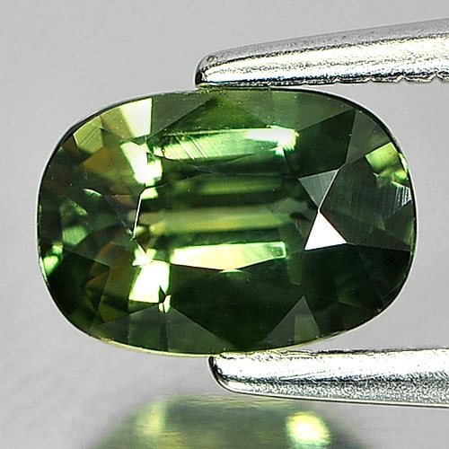 Green Sapphire 0.91 Ct. Cushion Shape 7 x 5 x 3 Mm. Natural Gemstone From Thailand (1 of 3)
