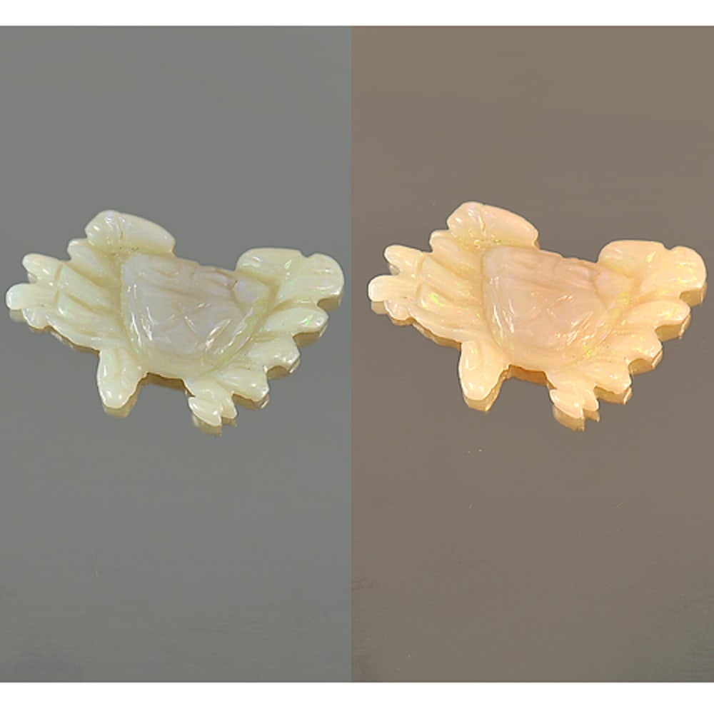 Natural Multi Color Opal 5.86 Ct. Crab Carving Size 25 x 14.1 Mm. Gemstone From Australia: Product ID: 818722516 Product Name: Natural Opal Carving Weight: 5.86 CT. Size: 25 x 14.1 x 4.3 MM. Shape: Crab Carving Color: Multi Color Clarity:Semi - Transparent Luster: Strong Iridescent Gems Ori