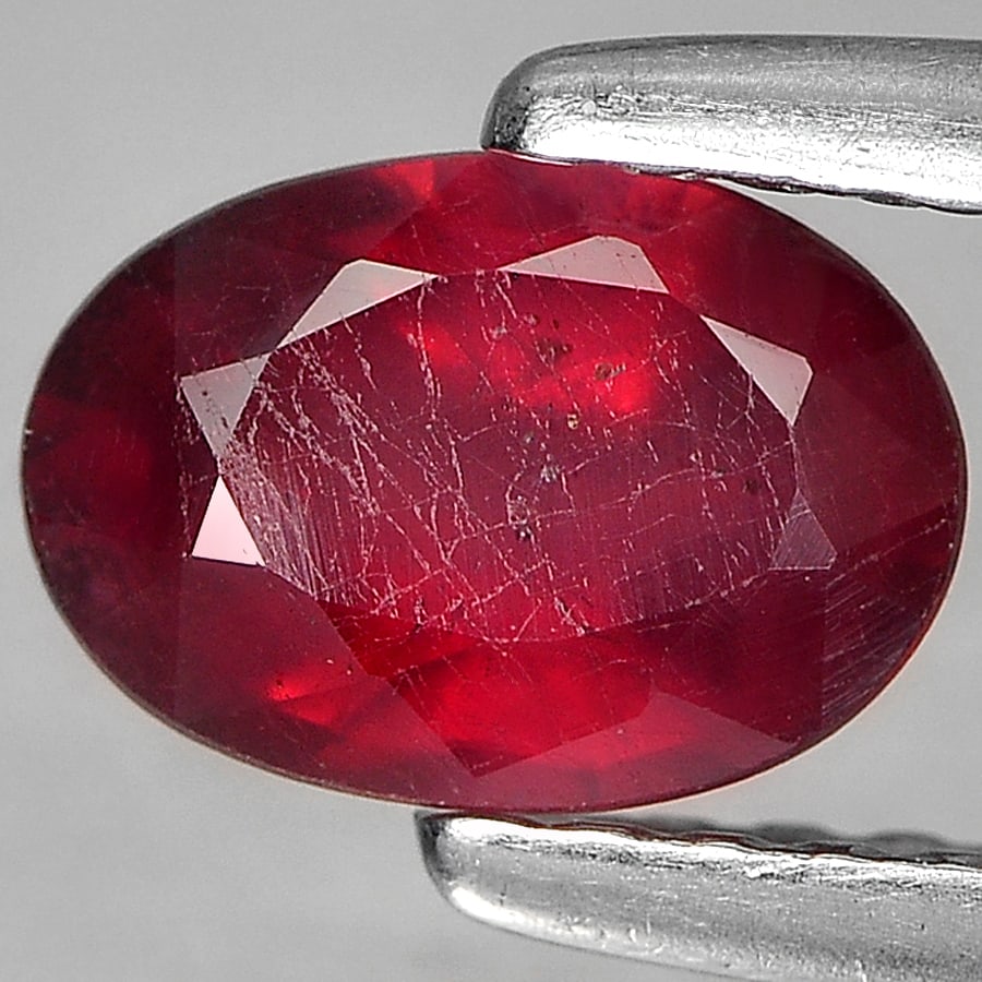 Natural Purplish Red Ruby 0.98 Ct. Oval Shape 7 x 4.8 Mm. Gemstone From Madagascar (1 of 3)