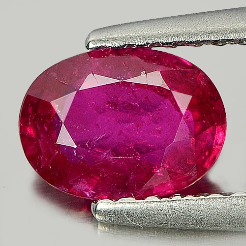 Certified Purplish Red Ruby 1.04 Ct. Oval Shape 7.07 x 5.20 Mm. Natural Gemstone From Mozambique (1 of 3)