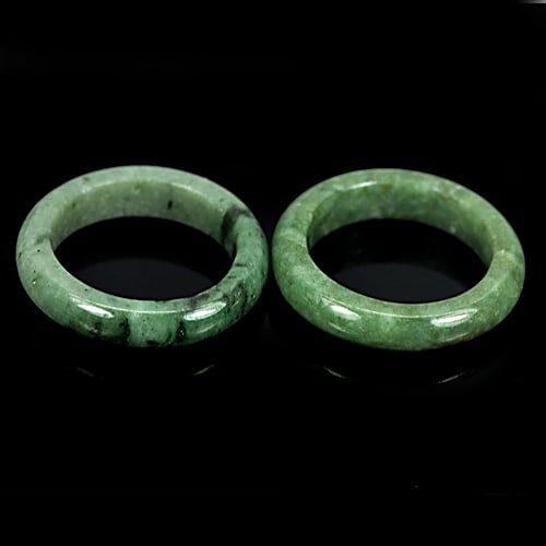 Natural Green Rings Jade 30.05 Ct. 2 Pcs. Size 7 Round Shape Gemstone From Thailand (1 of 3)