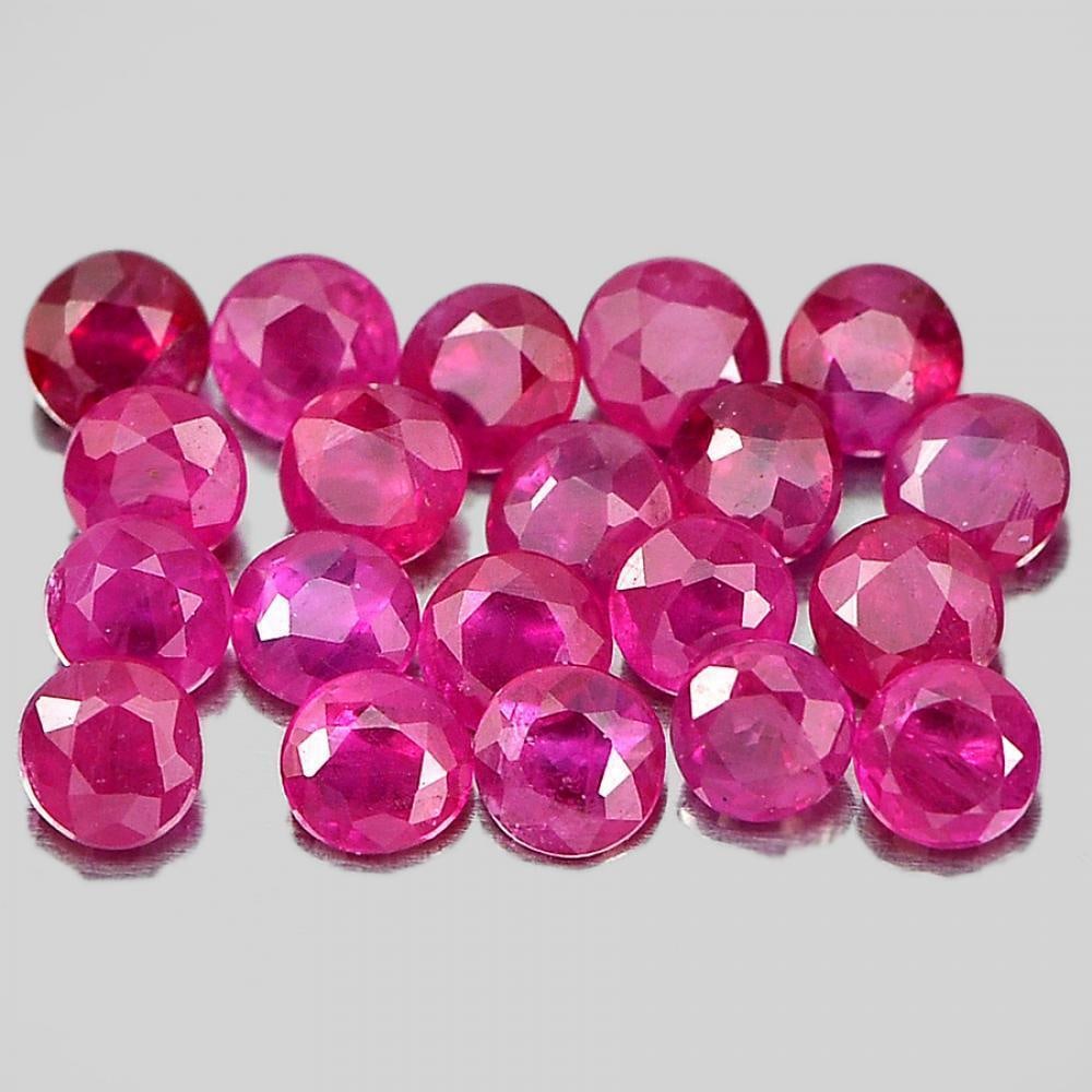 Natural Purplish Pink Ruby 1.28 Ct. 20 Pcs Round Shape 2.3 Mm. Gemstone From Thailand (1 of 3)