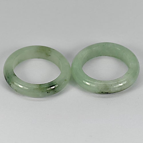Natural Green Jade Rings 33.14 Ct. 2 Pcs. Size 7 to 7.5 Round Shape Gemstone From Thailand (1 of 3)