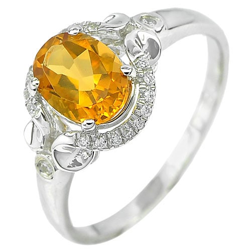 Natural Yellow Citrine 925 Sterling Silver Jewelry 2.63 Grams Ring Size 8 (1 of 3)