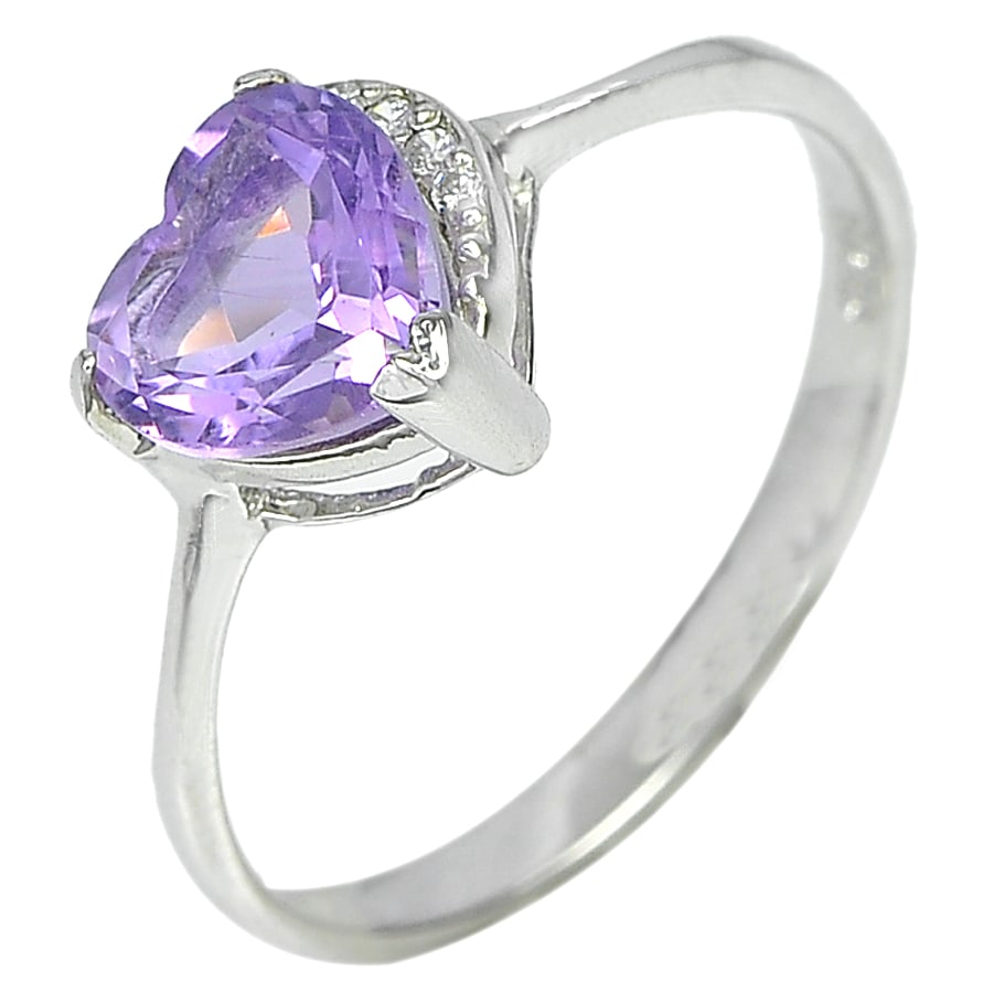 Natural Purple Amethyst 925 Sterling Silver Jewelry 1.09 Grams Ring Size 7 (1 of 3)