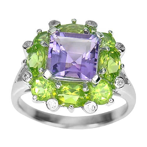 Natural Amethyst Peridot 925 Sterling Silver Jewelry 6.05 Grams Ring Size 8: Product ID: 281110115 Product Type: 925 Sterling Silver Fine Jewelry Jewelry Weight: 6.05 Grams. Ring Size: 8 Resizable(Fee) Gemstones Color: Purple Metal: Solid Silver 92.5%. Gemstone Detail: Square 