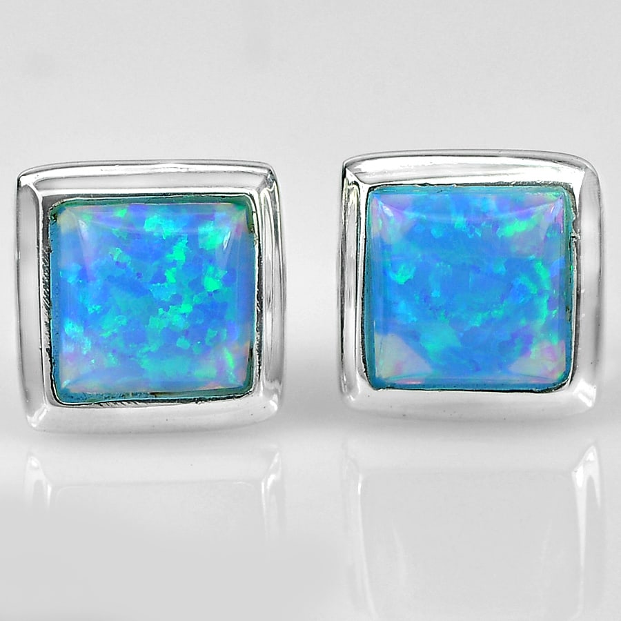 925 Sterling Silver Stud Earrings Jewelry with Multi Color Blue Created Opal 1.40 Grams: Product ID: 280220031 Product Type: 925 Sterling Silver Fine Jewelry Jewelry Weight: 1.40 Grams. Gemstones Color: Multi-Color Metal: Solid Silver 92.5%. Gemstone Detail: Average Range 1.35 - 1.40 Gram