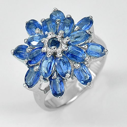 Natural Blue Kyanite 925 Sterling Silver Ring Jewelry 7.13 G. Size 7 (1 of 3)