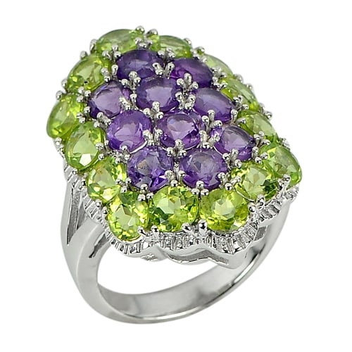 Natural Amethyst Peridot 925 Sterling Silver Ring Jewelry 7.55 Grams Size 5 (1 of 3)