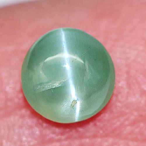 Natural Green Cats Eye Alexandrite 0.96 Ct. Round Cabochon Shape  5.6 Mm. Gemstone From Russia (1 of 3)