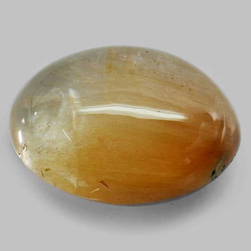 White Gold Rutilated Quartz 71.93 Ct. Oval Cabochon Shape 31 x 23 Mm. Natural Gemstone From Thailand (1 of 3)
