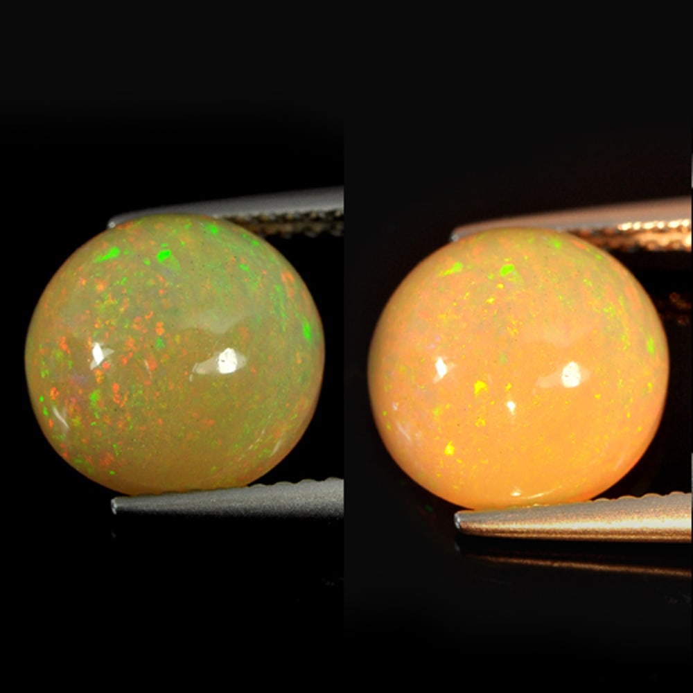 Multi Color Opal 3.27 Ct. Round Cabochon Shape 10.3 Mm Natural Gemstone Unheated From Ethiopia: Product ID: 818727094 Product Name: Natural Opal Weight: 3.27 CT. Size: 10.3 x 10.3 x 6.4 MM. Shape: Round Cabochon Color: Multi-Color Clarity:Semi - Transparent Luster: Iridescent Gems Origin: Ethiop
