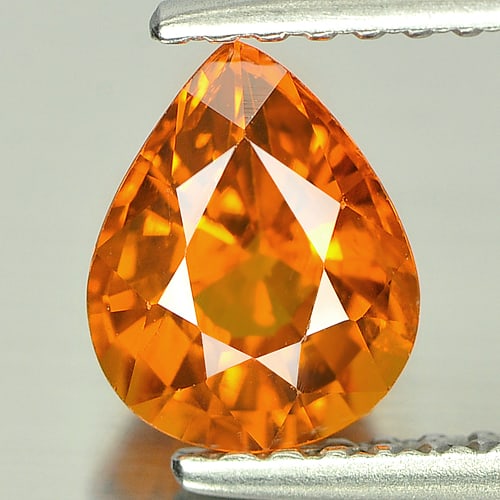 Natural Orange Spessartine Garnet 1.25 Ct. Pear Shape 7.2 x 5.8 Mm. Gemstone From Namibia (1 of 3)