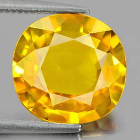 Certified Natural Yellow Sapphire 4.18 Ct. Clean Oval Shape 10.61 x 10.23 Mm. Gemstone From Thailand (1 of 3)