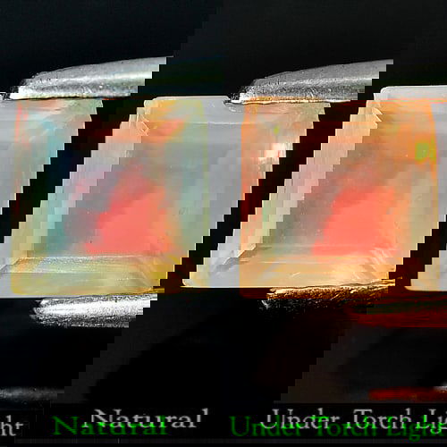 Natural Multi-Color Play Of Colour Opal 0.74 Ct. Square Shape 6 Mm. Gemstone From Ethiopia (1 of 3)