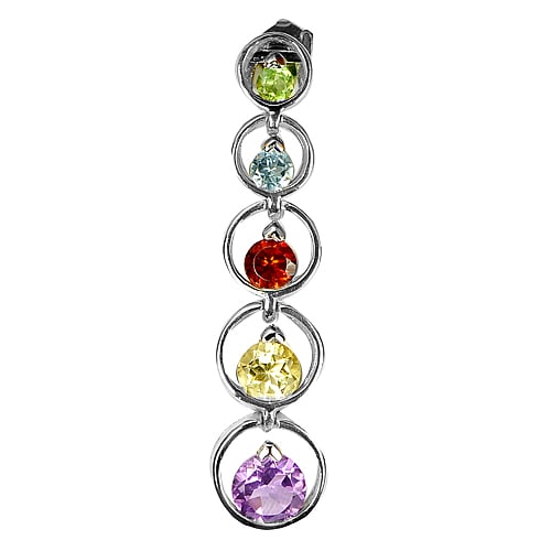 Natural Amethyst Citrine Garnet Topaz Gemstone 925 Sterling Silver Pendant Jewelry 5.73 G. (1 of 3)