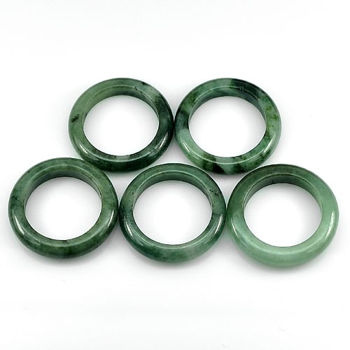 Natural Unheated 70.11 Ct. 5 Pcs. Gemstones Green Color Jadeite Ring Size 7.5 (1 of 3)