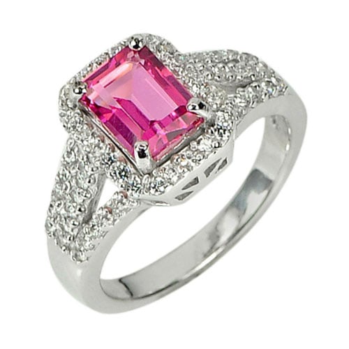 925 Sterling Silver Ring Jewelry with Natural Pink Topaz and White CZ Size 6.5 (1 of 3)