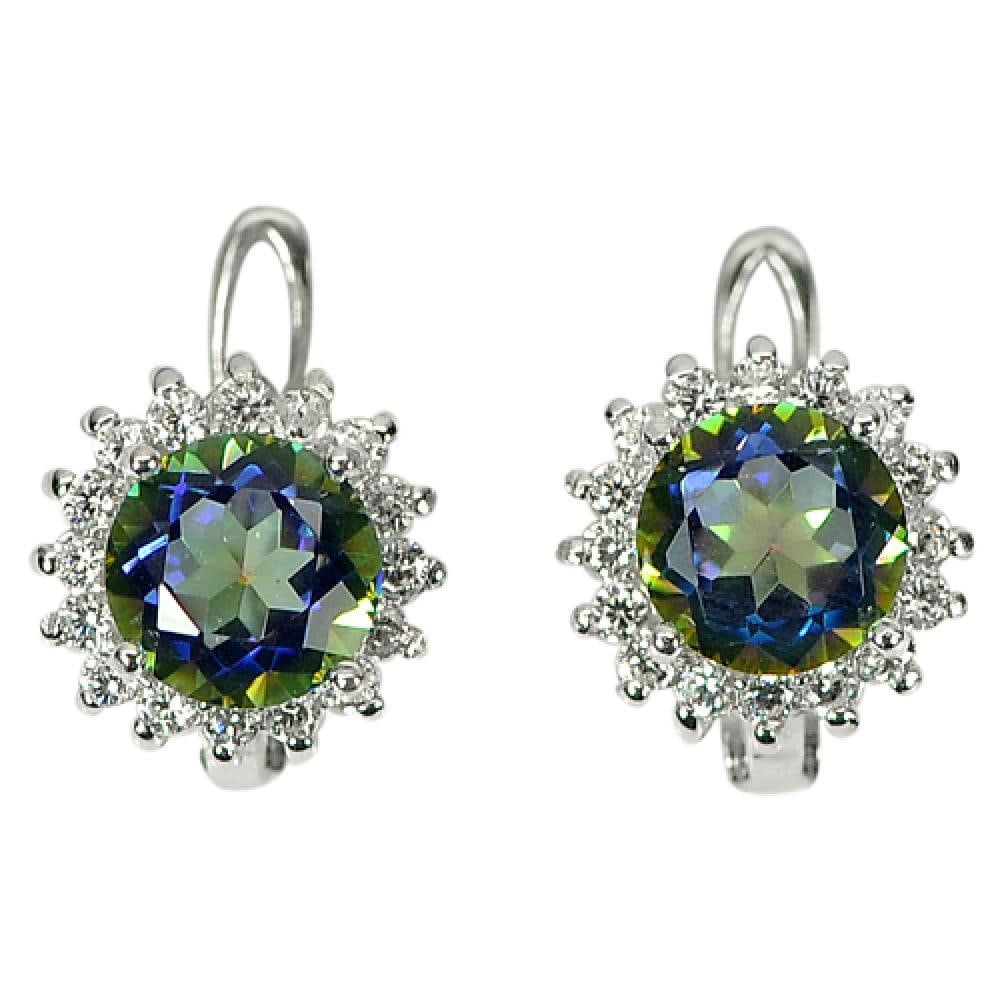 Natural Gems Mystic Topaz 925 Sterling Silver Earrings Jewelry 4.48 G.: Product ID: 207103249 / Product Type: 925 Sterling Silver Fine Jewelry / Jewelry Weight: 4.48 Grams. / Gemstones Color: Mystic / Metal: Solid Silver 92.5%. / Gemstone Detail: Round Mystic Topaz Natura