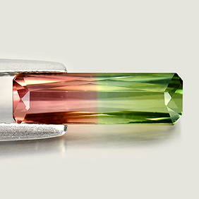 Natural Bi Color Tourmaline 2.11 Ct. Clean Octagon Shape 13.7 x 4.2 Mm. Gemstone From Nigeria (1 of 3)