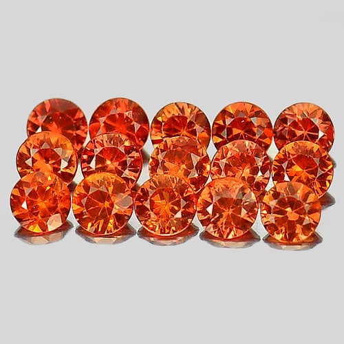 Natural Orange Songea Sapphire 1.31 Ct. 15 Pcs Round Diamond Cut 2.5 Mm. Gemstone From Tanzania (1 of 3)