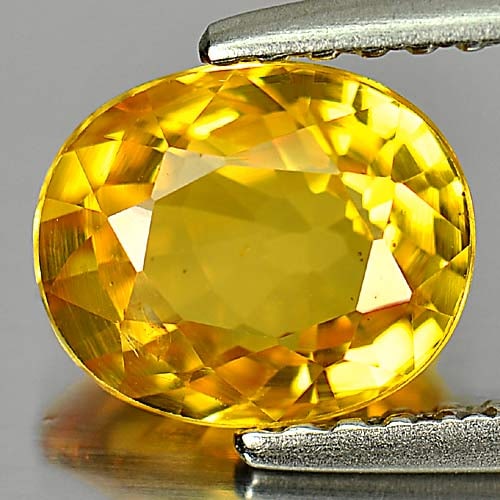Natural Yellow Sapphire 1.67 Ct. Oval Shape 7.6 x 6.3 Mm. Gemstone From Thailand: Product ID: 806157218 Product Name: Natural Yellow Sapphire Weight: 1.67 CT. Size: 7.6 x 6.3 x 3.8 MM. Shape: Oval Color: Yellow Clarity:VSI Luster: Very Good Gems Origin: Thailand Treatment: Heated C