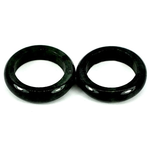Natural Green Black Jade 29.21 Ct. 2 Pcs. Round Ring Size 7: Product ID: 819811018 Product Name: Natural Jade Weight: 29.21 CT. Size: 24 x 17 x 4.5 MM. Shape: Round Color: Green Clarity:Opaque Luster: Good Gems Origin: China Treatment: Unheated Crystal Structur