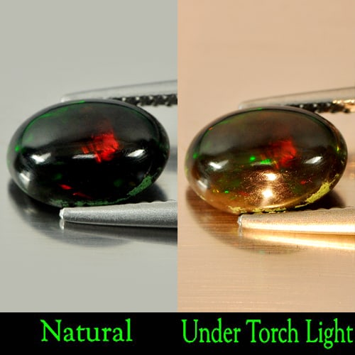 Natural Play Of Color Rainbow Fire Red Black Opal 1.26 Ct. Oval Cabochon Shape 10 x 7 Mm. Gemstone (1 of 3)