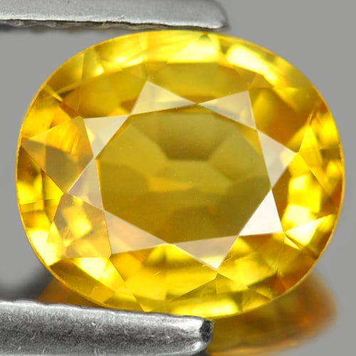 NaturalYellow Sapphire 1.50 Ct. Oval Shape 7.6 x 6.7 Mm. Gemstone From Thailand: Product ID: 806151529 Product Name: Natural Yellow Sapphire Weight: 1.50 CT. Size: 7.6 x 6.7 x 3.5 MM. Shape: Oval Color: Yellow Clarity:VSI Luster: Very Good Gems Origin: Thailand Treatment: Heated C