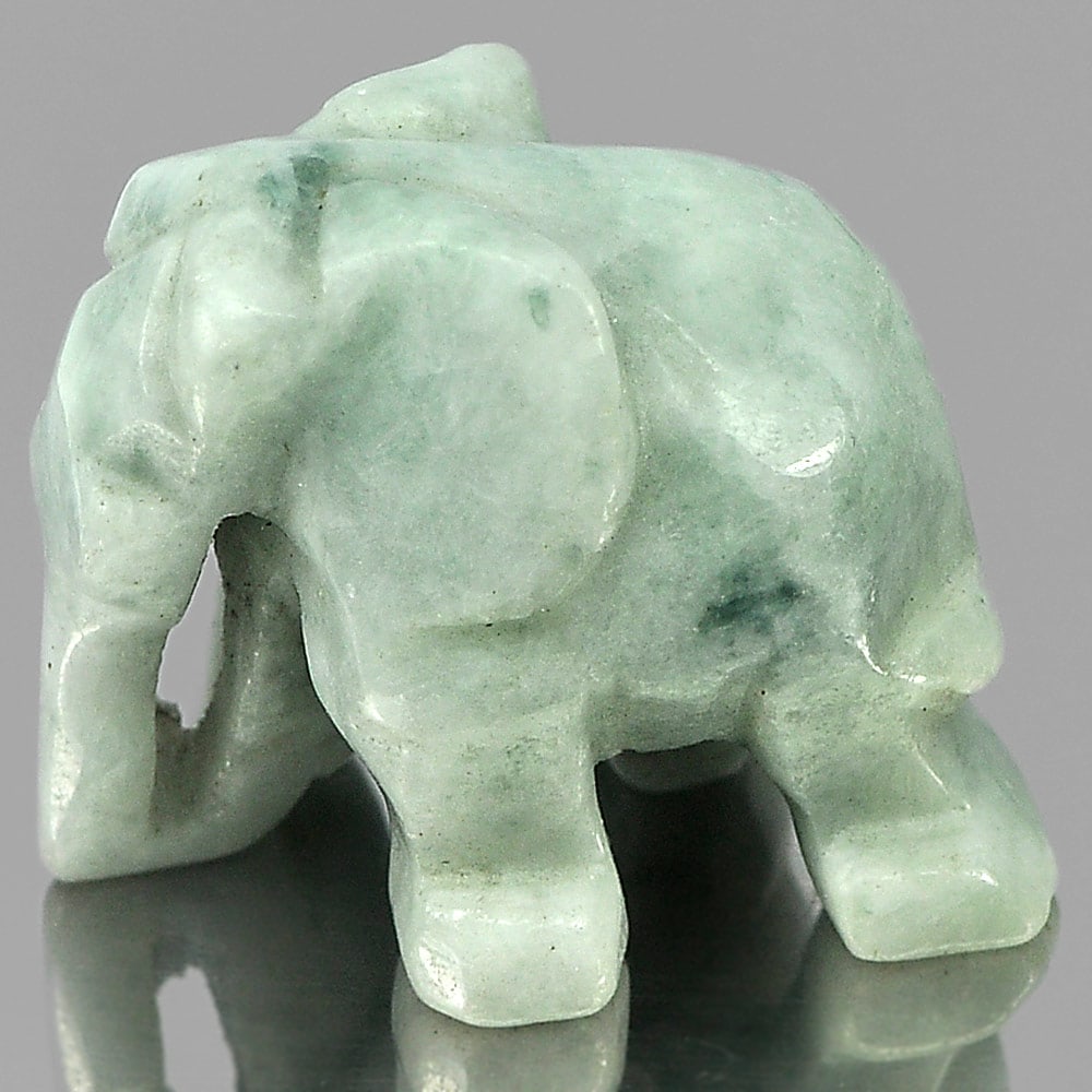 Natural Green White Jade 51.33 Ct. Elephant Carving 23 x 20 Mm. Gemstone From Thailand: Product ID: 819813070 Product Name: Natural Jade Weight: 51.33 CT. Size: 23 x 20 x 15 MM. Shape: Elephant Carving Color: Green Clarity:Opaque Luster: Good Gems Origin: Thailand Treatment: Unheated Cry
