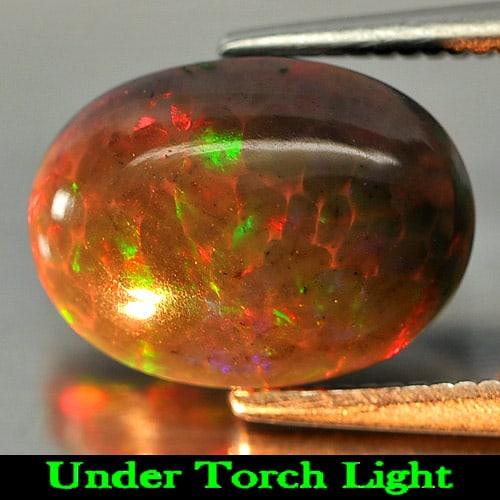 Natural Fire Red Black Opal 1.96 Ct. Play Of Color Rainbow Oval Cabochon 11 x 8 Mm. Gemstone (1 of 3)