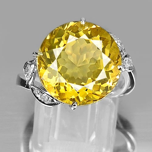 Natural Yellow Citrine 925 Sterling Silver Ring Jewelry 12.00 Ct. Size 7 (1 of 3)