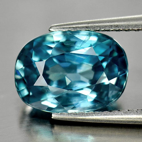 Natural Blue Zircon 4.38 Ct. Oval Shape 10.2 x 7.4 Mm. Gemstone From Cambodia (1 of 3)