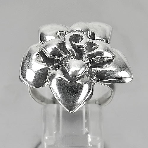 925 Sterling Silver Jewelry Ring Size 9 Beautiful Flower Design 11.64 G. (1 of 3)
