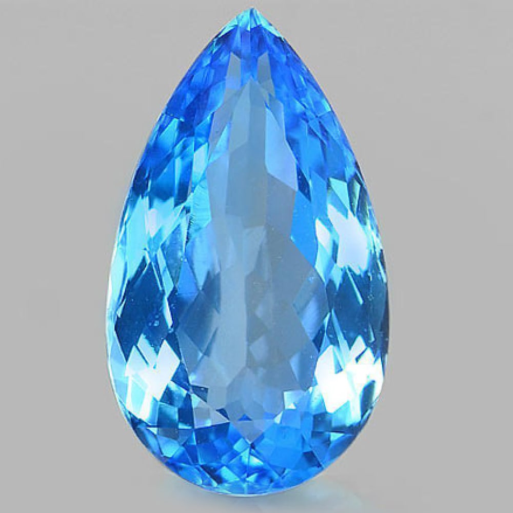 Natural Swiss Blue Topaz 18.69 Ct. Clean Pear Shape 22 x 12.8 Mm. Gemstone From Brazil (1 of 3)
