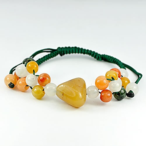 95.83 Ct. Natural Multi-Color Jade Beads Adjustable Bracelet 3.5 to 5.5 Inch.: Product ID: 819810025 Product Name: Natural Jade Weight: 95.83 CT. Size: Length 3.5 to 5.5 Inch. MM. Shape: Pear Cabochon / Round Cabochon Color: Multi-Color Clarity:Opaque Luster: Good Gems Origin: T