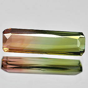 Natural Unheated Bi Color Tourmaline 1.62 Ct. VVS Octagon Shape 13.7 x 4.2 Mm. Gemstone From Nigeria (1 of 3)
