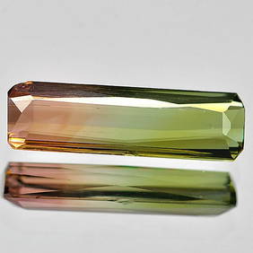 Natural Unheated Bi Color Tourmaline 1.62 Ct. VVS Octagon Shape 13.7 x 4.2 Mm. Gemstone From Nigeria (1 of 3)