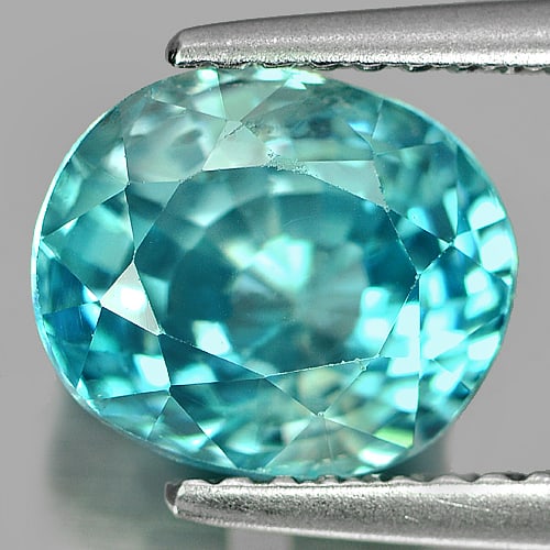 Natural Blue Zircon 3.70 Ct. Oval Shape 8.8 x 7.4 Mm. Gemstone From Cambodia (1 of 3)