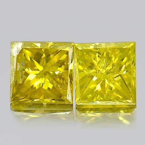 Natural Yellow Loose Diamond 0.25 Ct. 2 Pcs Baguette Princess Cut 2.8 Mm From Belgium: Product ID: 802103464 Product Name: Natural Enhanced Diamond Weight: 0.25 CT. Size: 2.8 x 2.7 x 1.9 MM. Shape: Baguette Princess Cut Color: Yellow Clarity:SI1 Luster: Scintillating Gems Origin: Belgiu