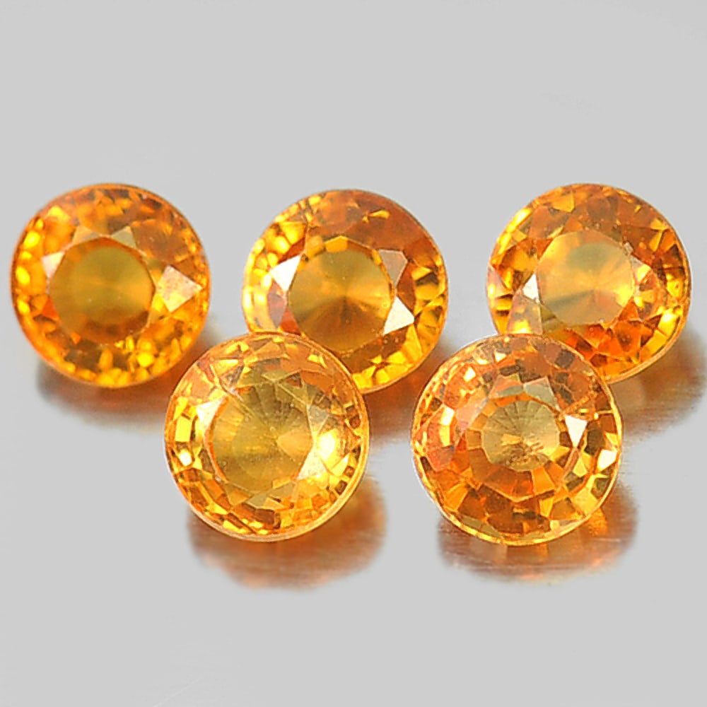 Natural Orange Spessartine Garnet 1.33 Ct. Round Shape 3.5 Mm. 5 Pcs. Gemstones From Namibia (1 of 3)
